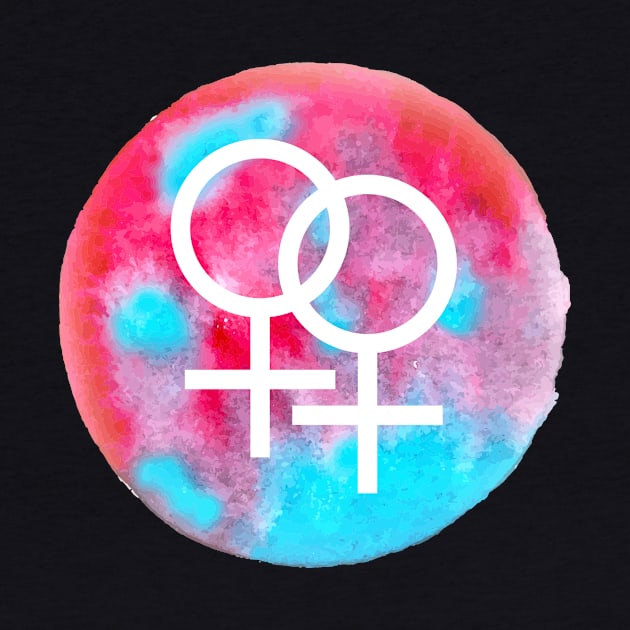 Double Venus Symbol Watercolor (Lesbian/Bisexual/Sapphic/WLW) by SapphoStore